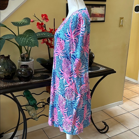 Lilly Pulitzer Marlie Dress Borealis Blue Tropical Down Low Pineapple Print XL - Picture 8 of 16